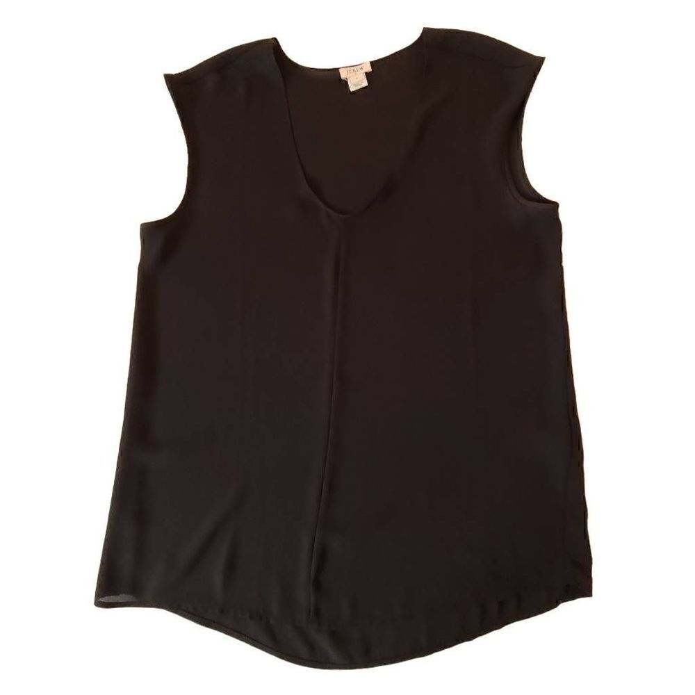 J. Crew Womens Relaxed Fit Blouse Sleeveless Top V Neckline Black Size 6